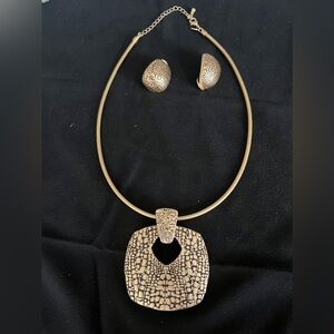 Premier Design Gold Tone Pendant, Necklace and Earrings